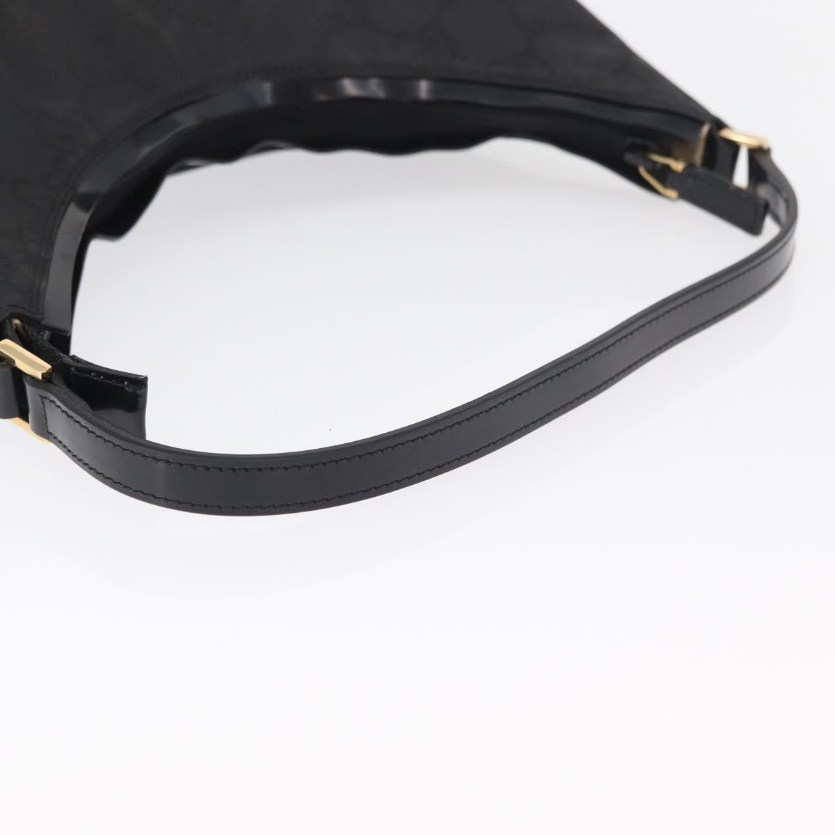 GUCCI GG Canvas Shoulder Bag Nylon Black Gold 000 8602 Auth 178635A