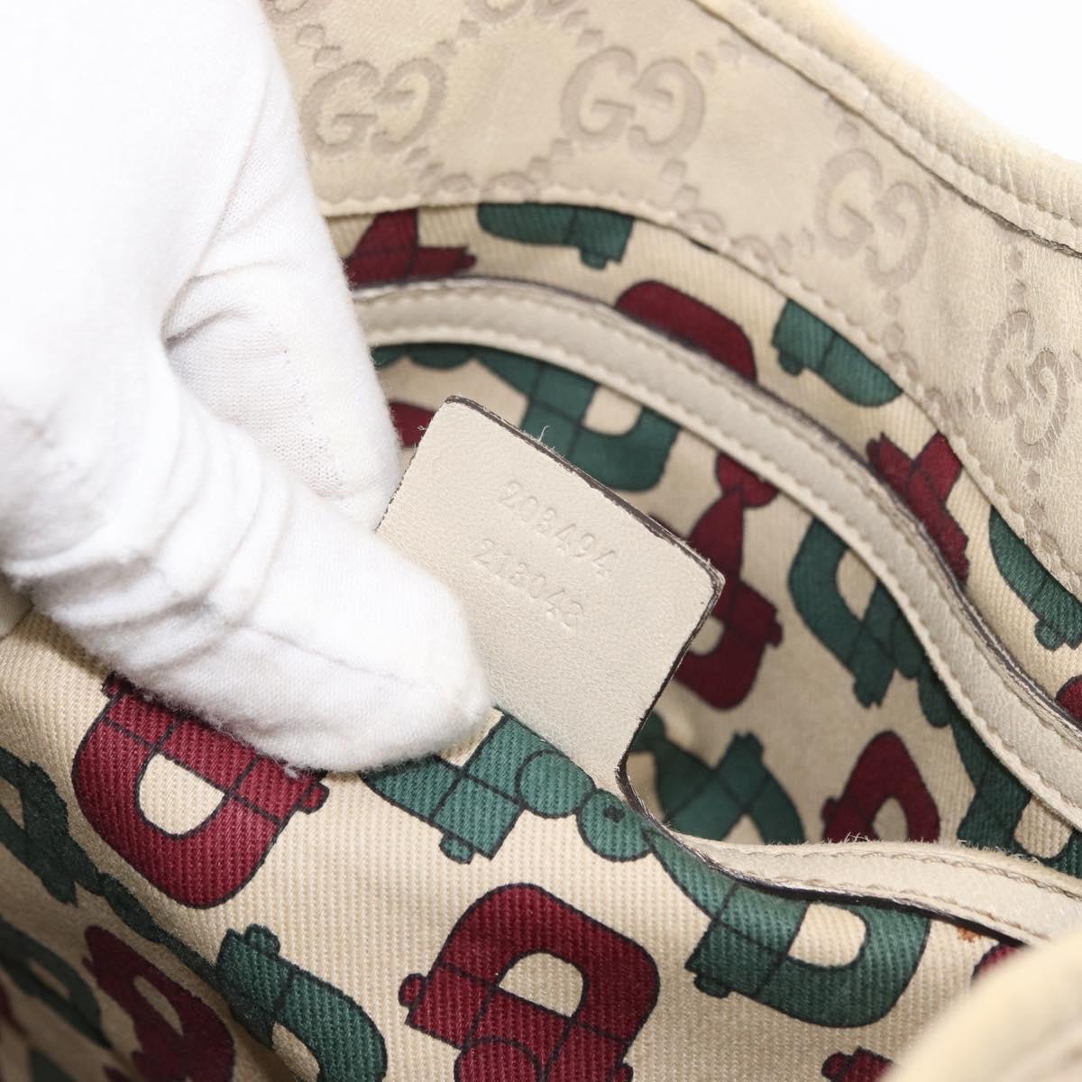 GUCCI GG Canvas Guccissima Jackie Bag Leather Cream Gold 203494 Auth 178636