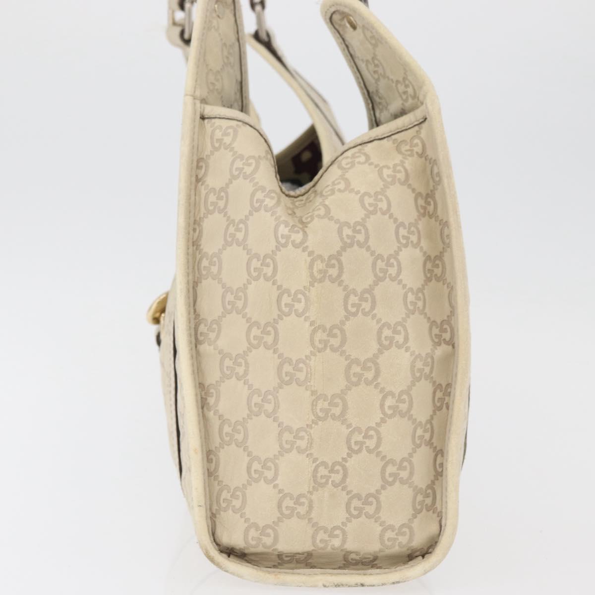 GUCCI GG Canvas Guccissima Jackie Bag Leather Cream Gold 203494 Auth 178636