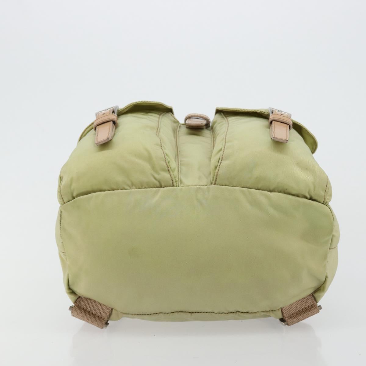 PRADA Backpack Nylon Khaki Silver Auth 178638