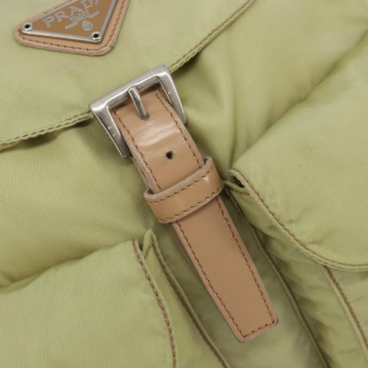 PRADA Backpack Nylon Khaki Silver Auth 178638