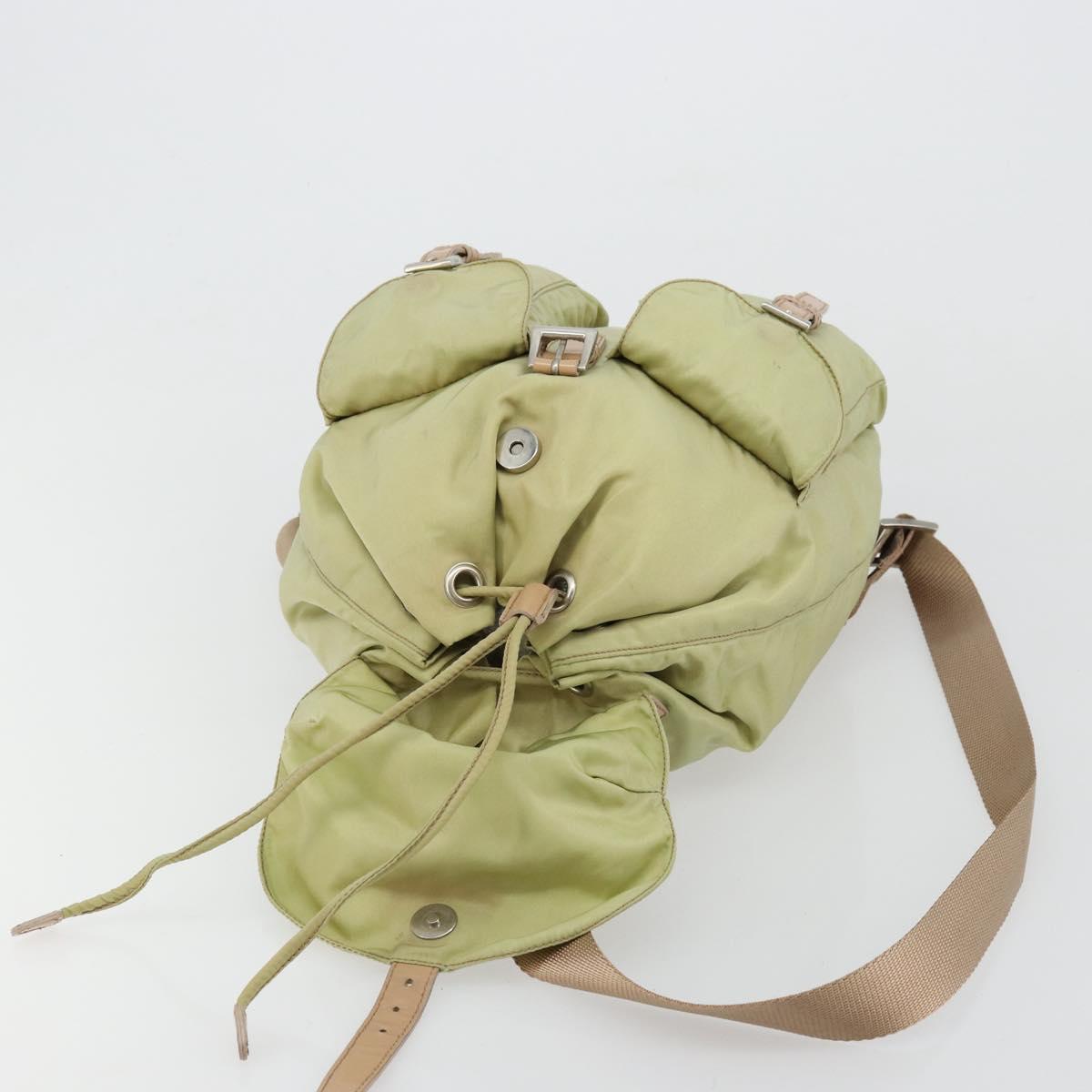 PRADA Backpack Nylon Khaki Silver Auth 178638