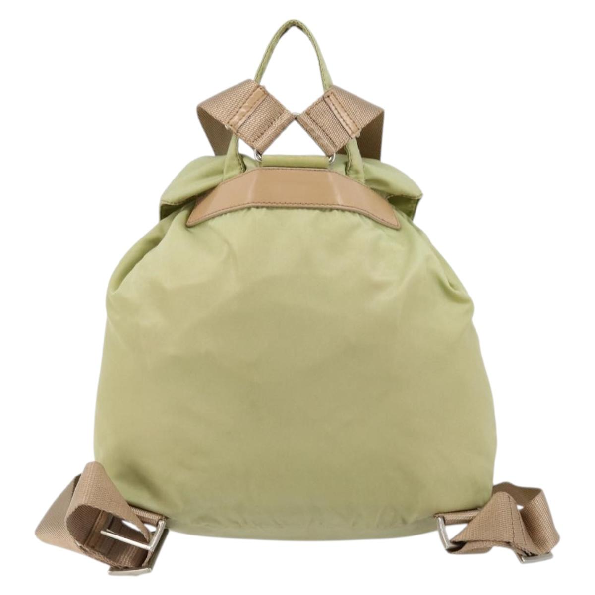 PRADA Backpack Nylon Khaki Silver Auth 178638