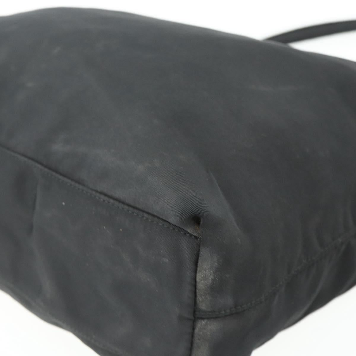 PRADA Hand Bag Nylon Black Silver Auth 178639