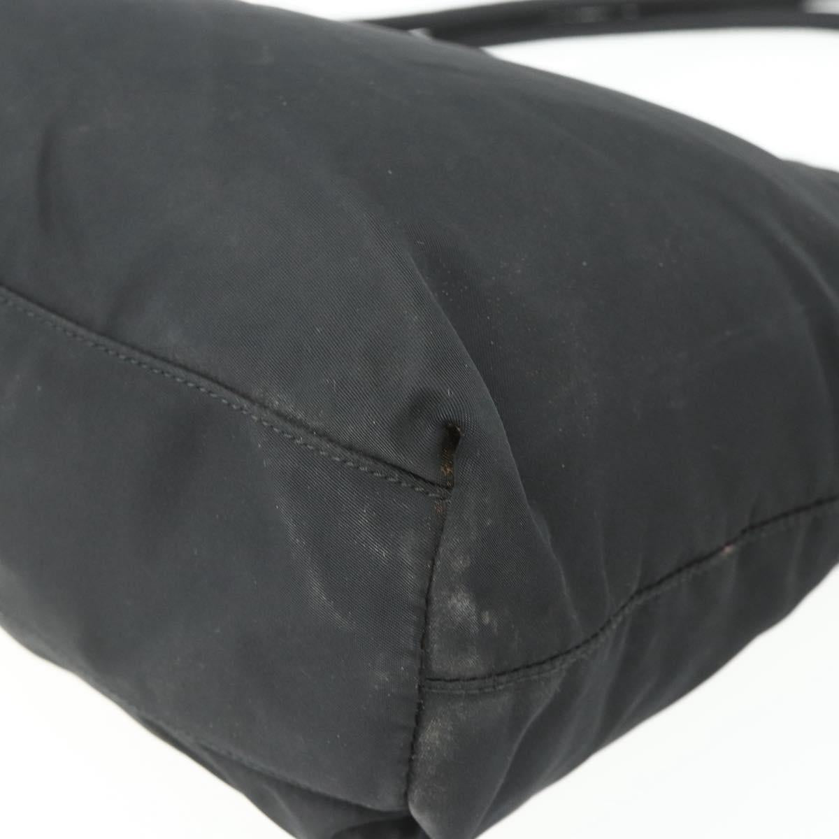 PRADA Hand Bag Nylon Black Silver Auth 178639