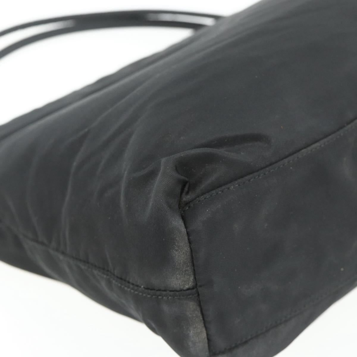 PRADA Hand Bag Nylon Black Silver Auth 178639