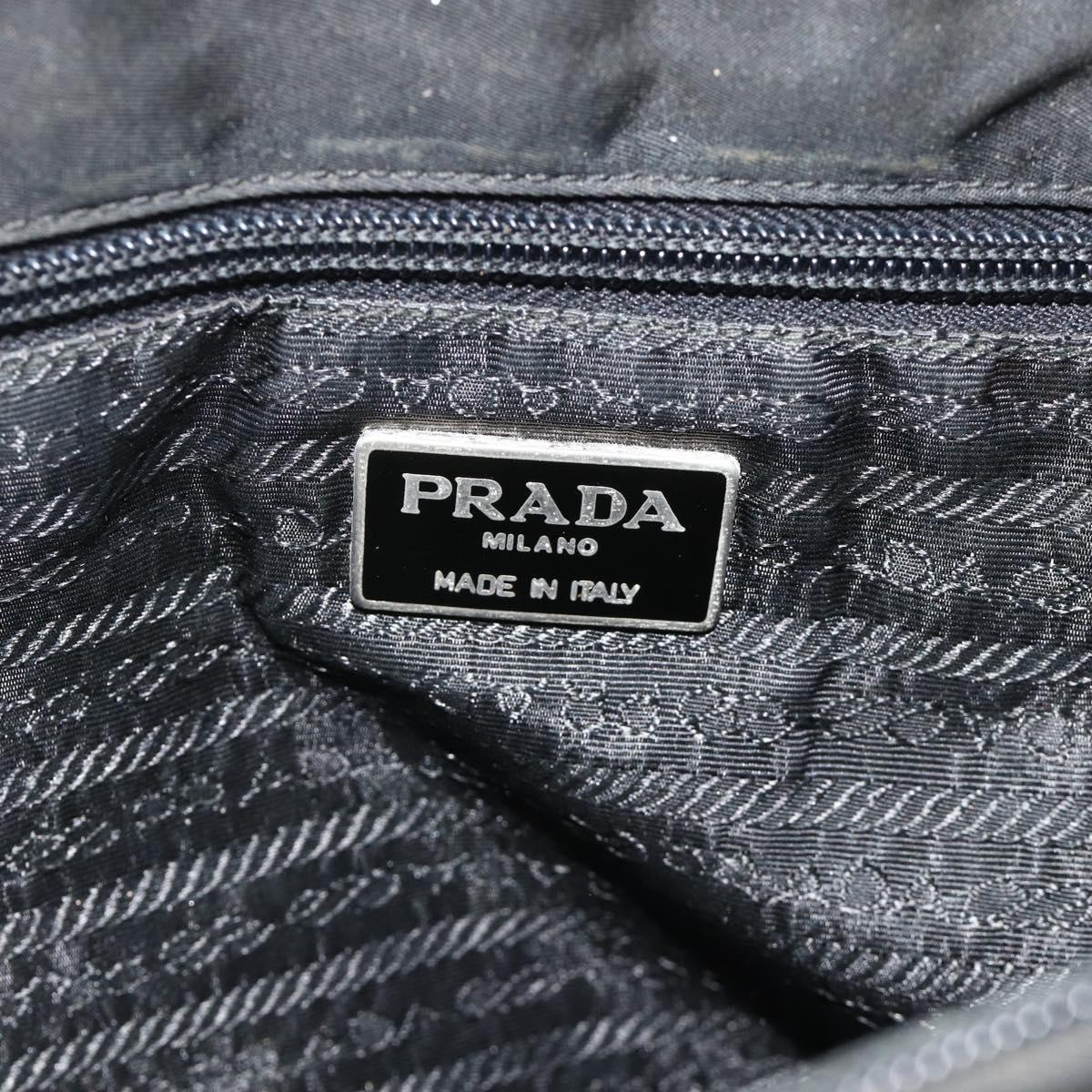 PRADA Hand Bag Nylon Black Silver Auth 178639