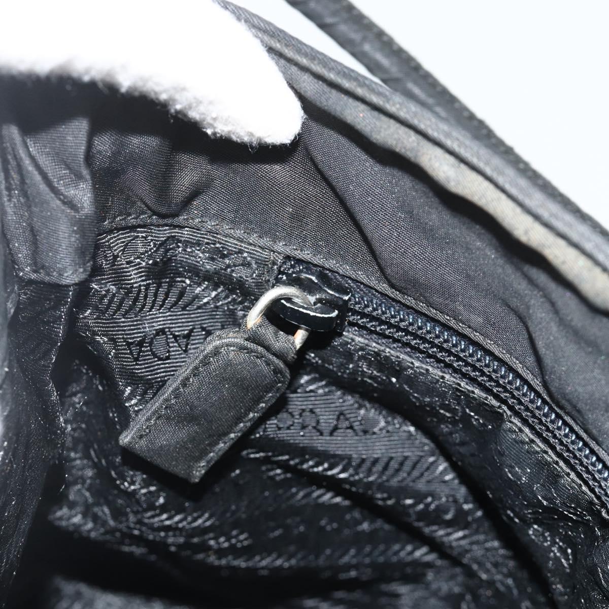 PRADA Hand Bag Nylon Black Silver Auth 178639