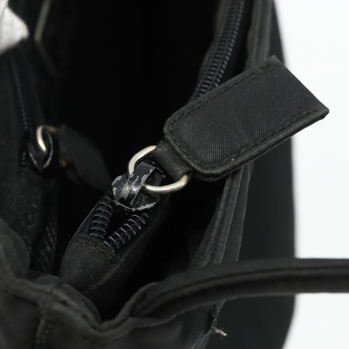 PRADA Hand Bag Nylon Black Silver Auth 178639