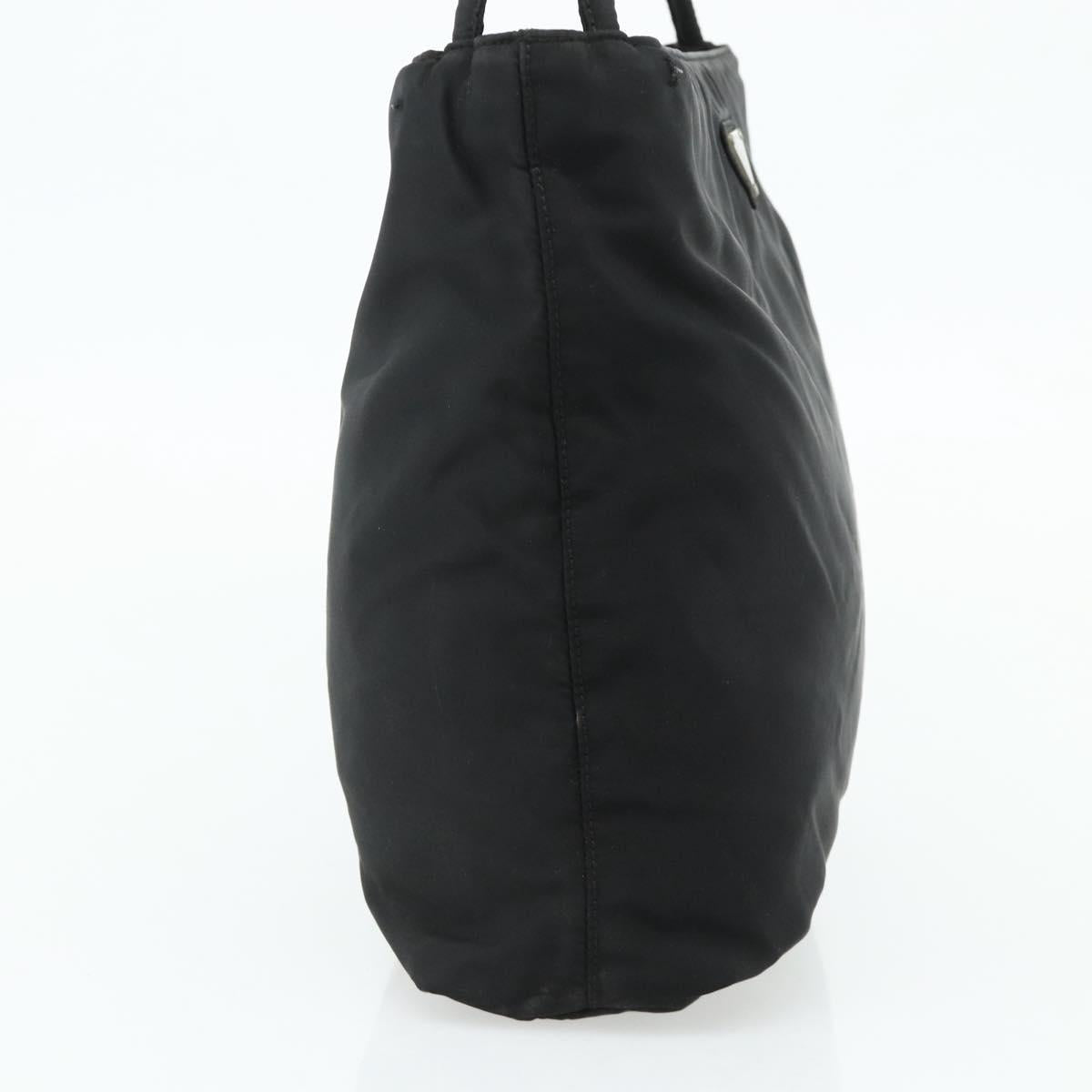 PRADA Hand Bag Nylon Black Silver Auth 178639