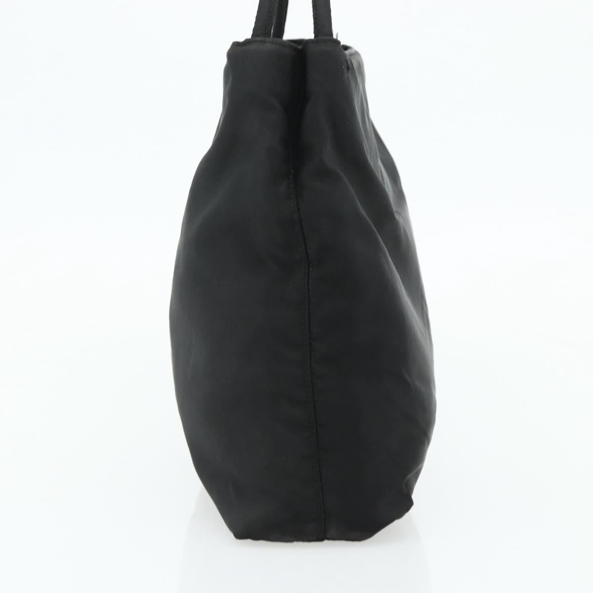 PRADA Hand Bag Nylon Black Silver Auth 178639