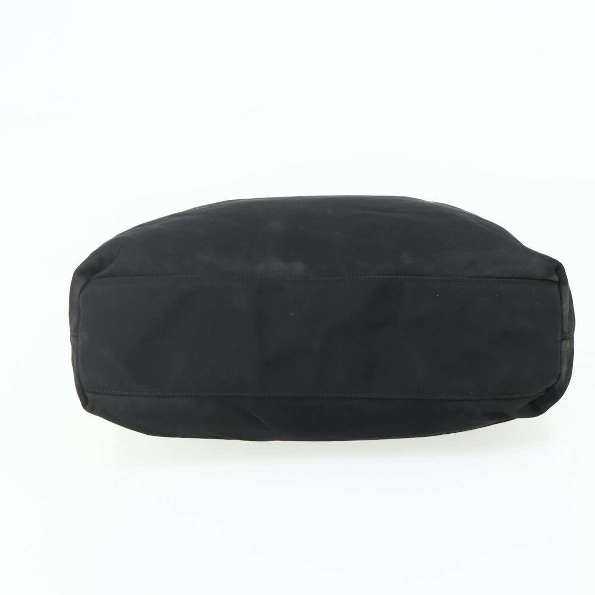 PRADA Hand Bag Nylon Black Silver Auth 178639