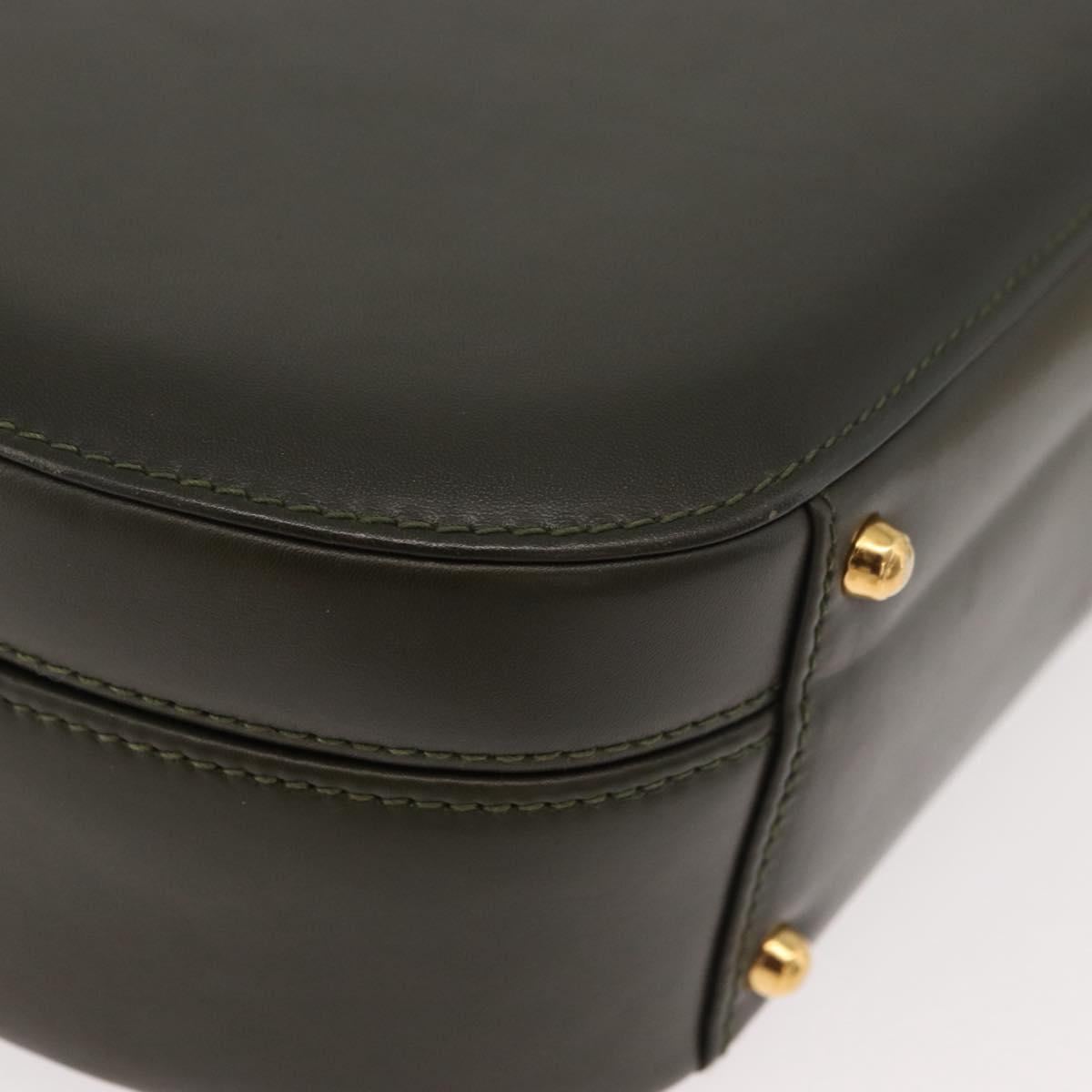 GUCCI Hand Bag Leather 2way Khaki Gold Auth 178640