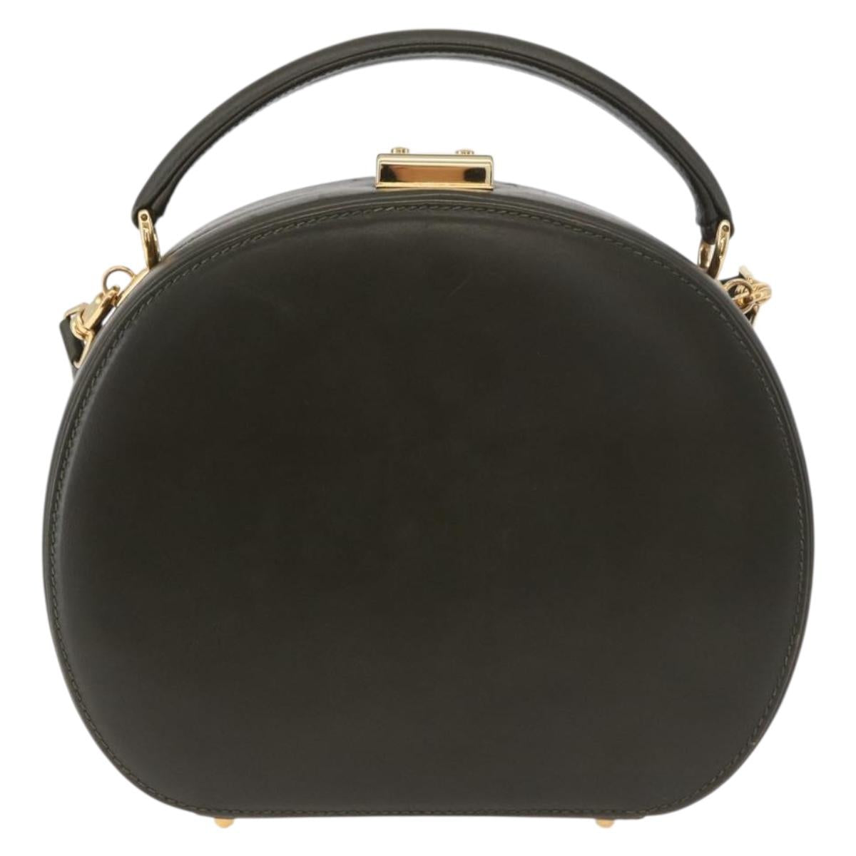 GUCCI Hand Bag Leather 2way Khaki Gold Auth 178640