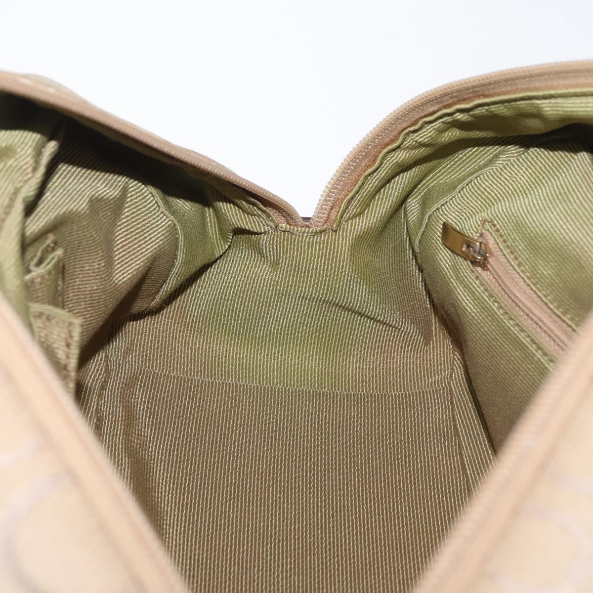 Salvatore Ferragamo Gancini Hand Bag Canvas Beige Gold Auth 178645A