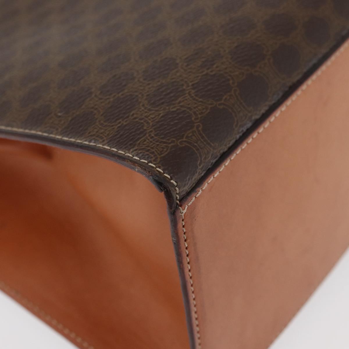 CELINE Macadam Canvas Hand Bag PVC Leather Brown Gold Auth 178653A