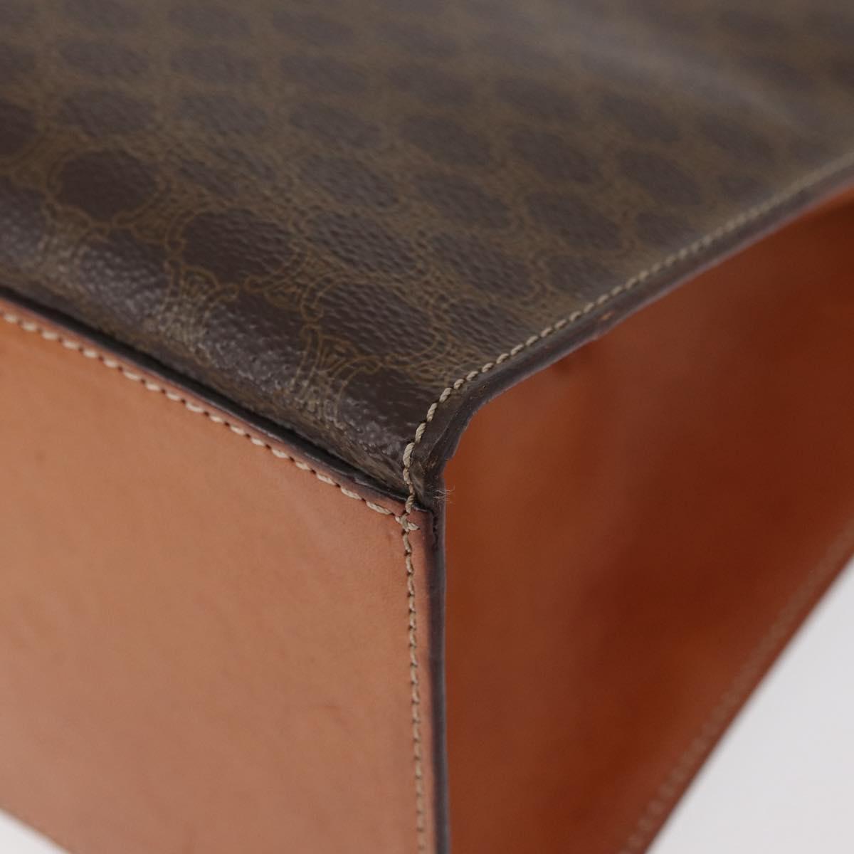CELINE Macadam Canvas Hand Bag PVC Leather Brown Gold Auth 178653A