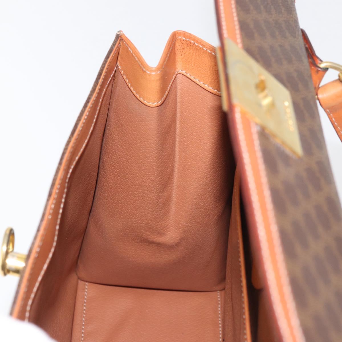 CELINE Macadam Canvas Hand Bag PVC Leather Brown Gold Auth 178653A