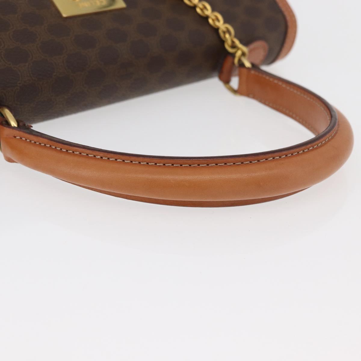 CELINE Macadam Canvas Hand Bag PVC Leather Brown Gold Auth 178653A