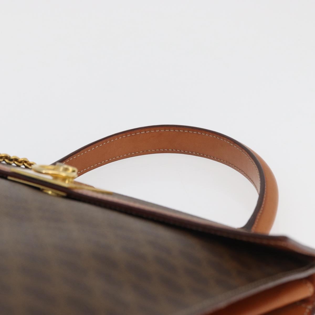 CELINE Macadam Canvas Hand Bag PVC Leather Brown Gold Auth 178653A