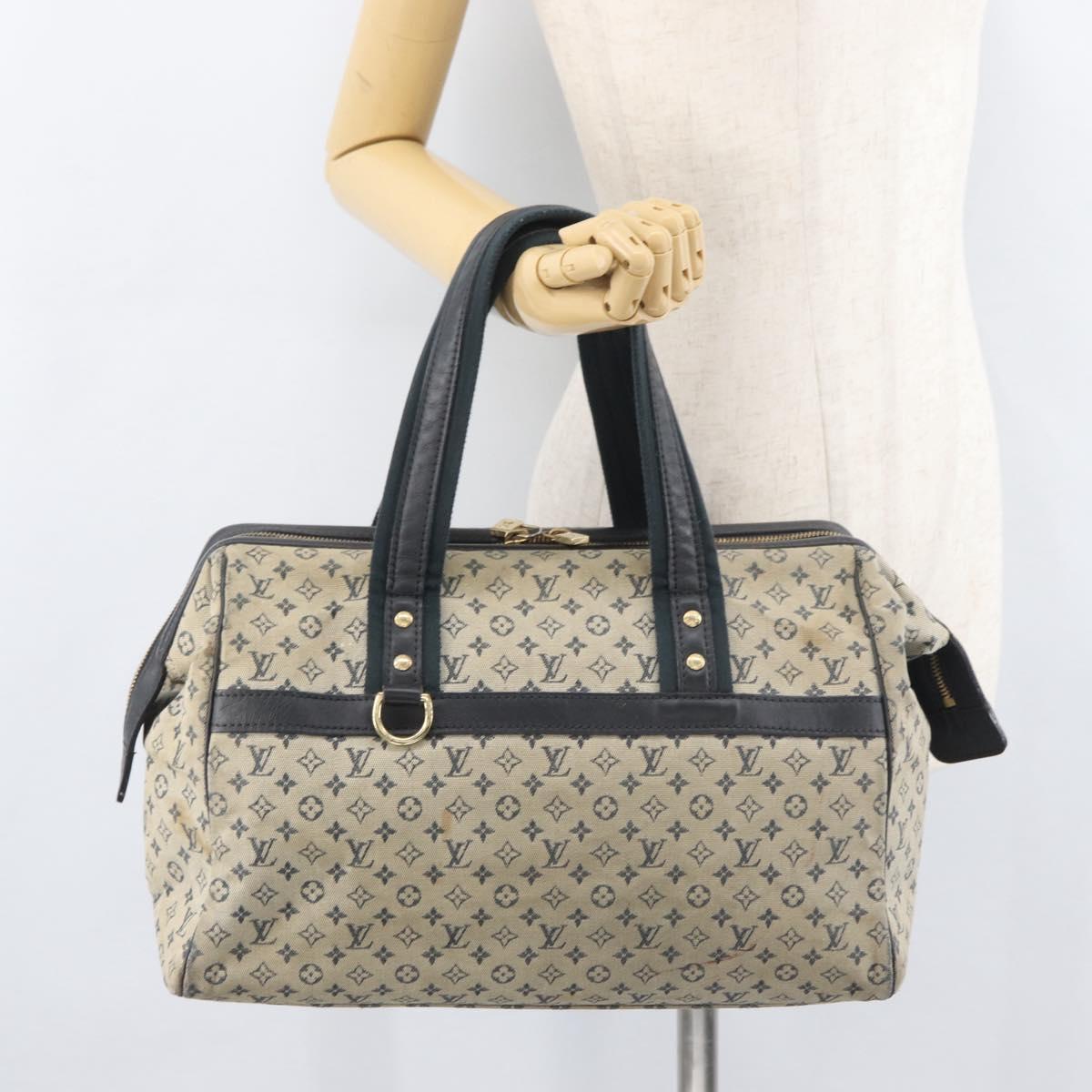 LOUIS VUITTON Monogram Mini Josephine GM Hand Bag Blue M92211 LV Auth 178684