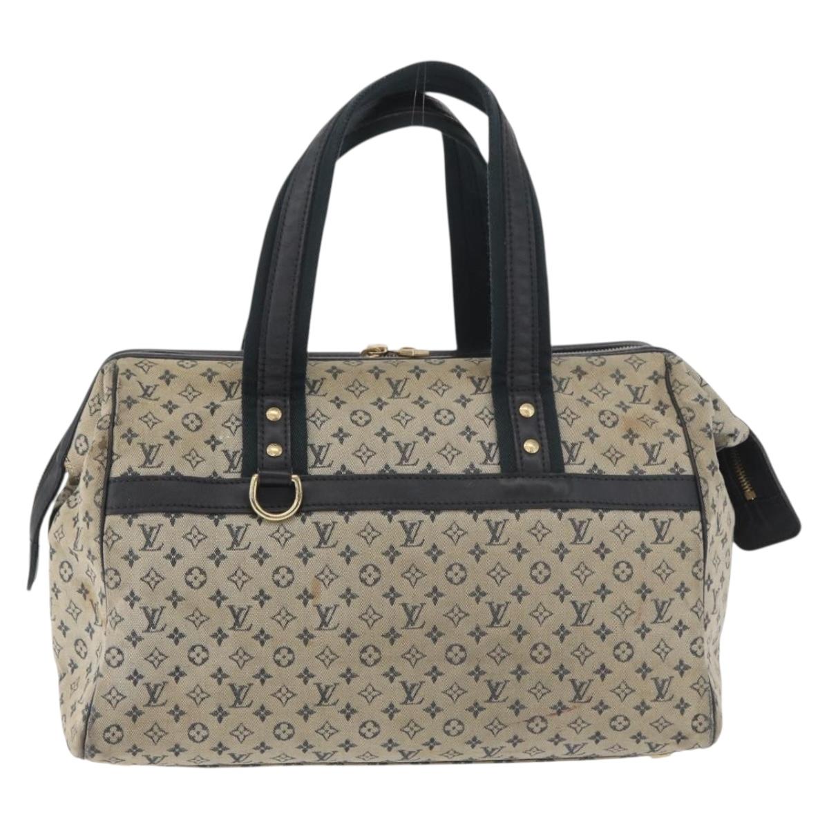 LOUIS VUITTON Monogram Mini Josephine GM Hand Bag Blue M92211 LV Auth 178684