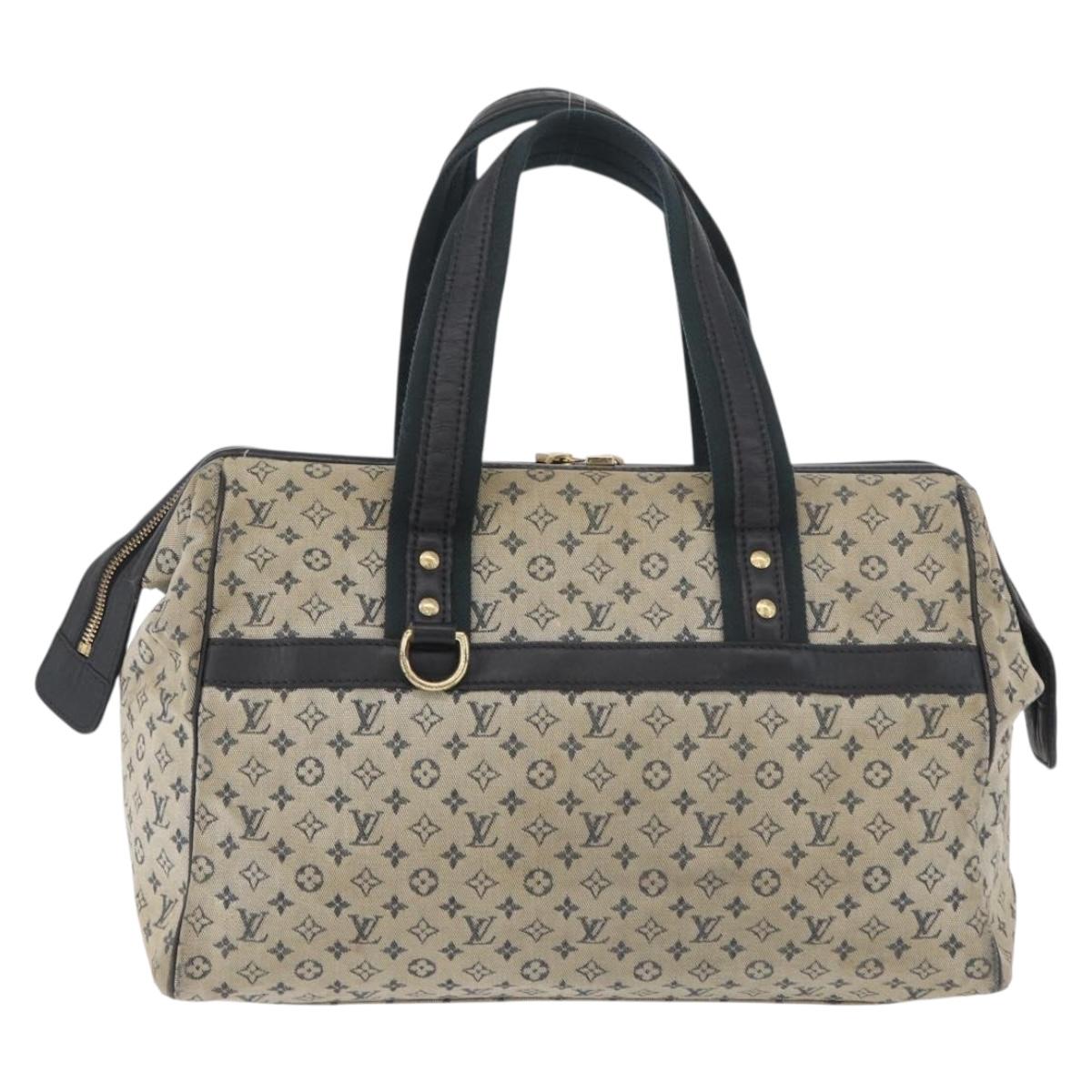 LOUIS VUITTON Monogram Mini Josephine GM Hand Bag Blue M92211 LV Auth 178684