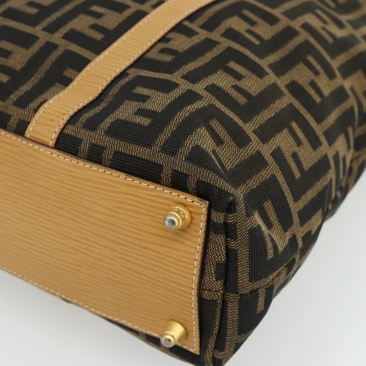 FENDI Zucca Canvas Hand Bag Black Brown Auth 178688A