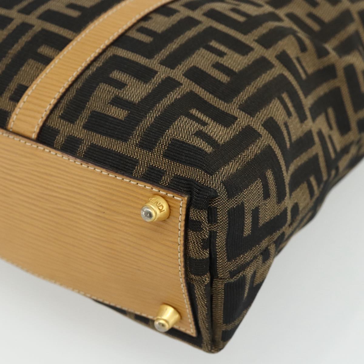 FENDI Zucca Canvas Hand Bag Black Brown Auth 178688A