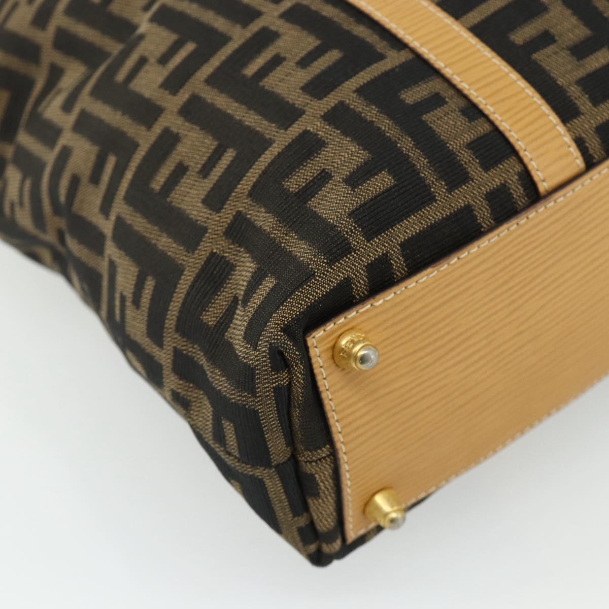 FENDI Zucca Canvas Hand Bag Black Brown Auth 178688A