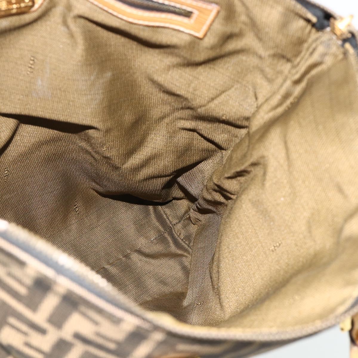 FENDI Zucca Canvas Hand Bag Black Brown Auth 178688A
