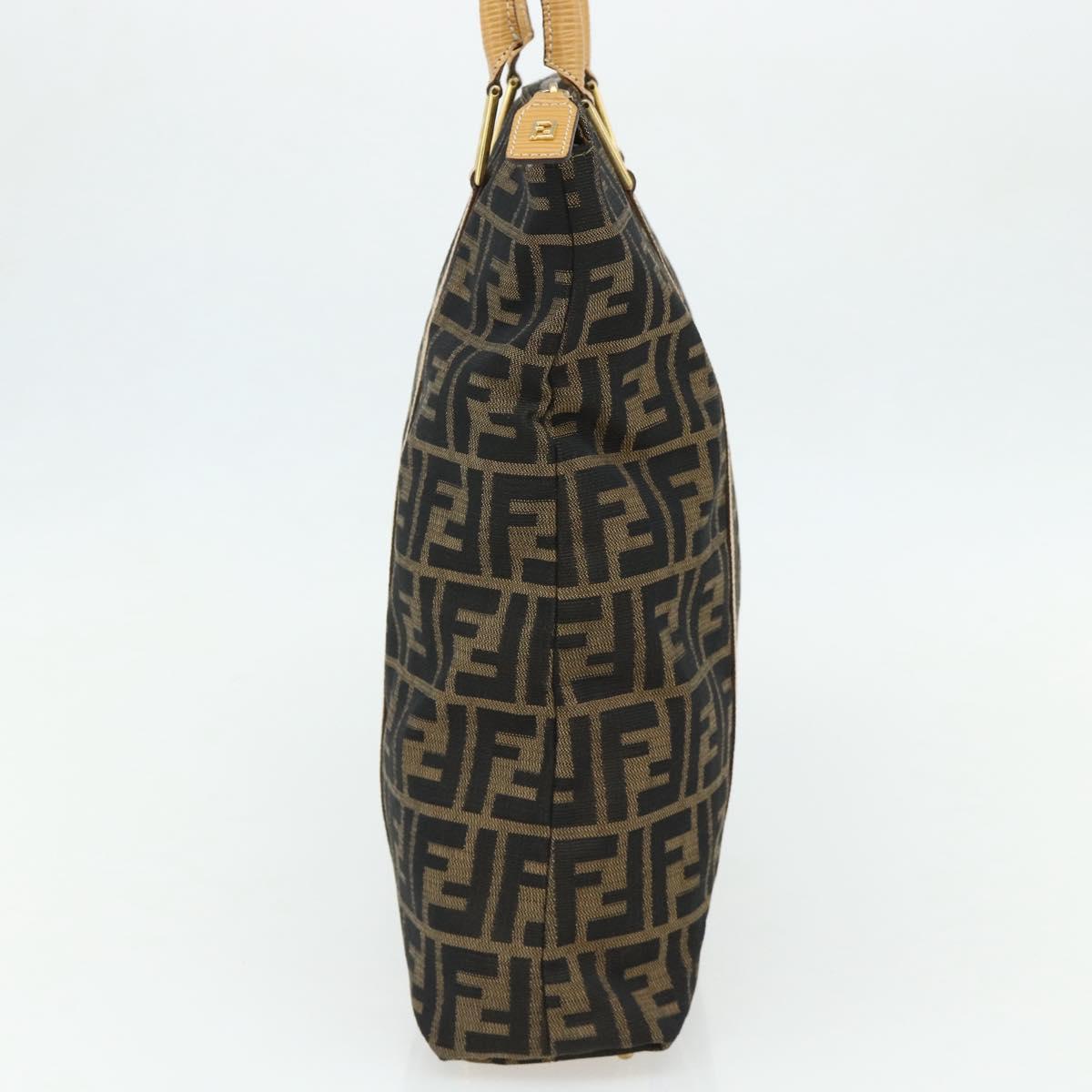 FENDI Zucca Canvas Hand Bag Black Brown Auth 178688A