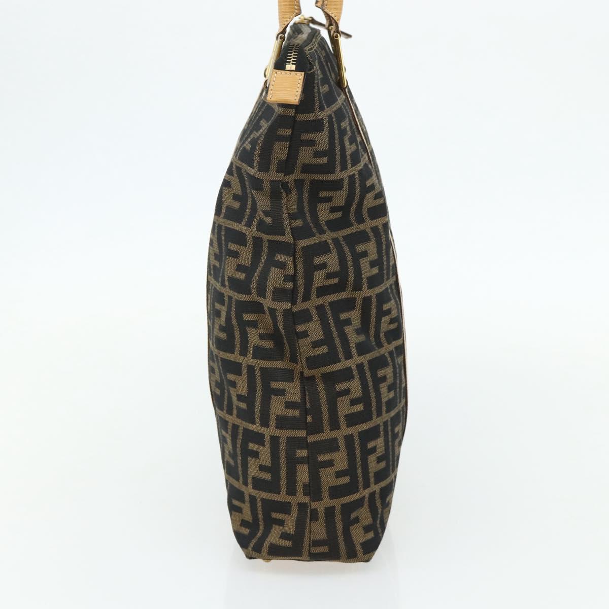 FENDI Zucca Canvas Hand Bag Black Brown Auth 178688A