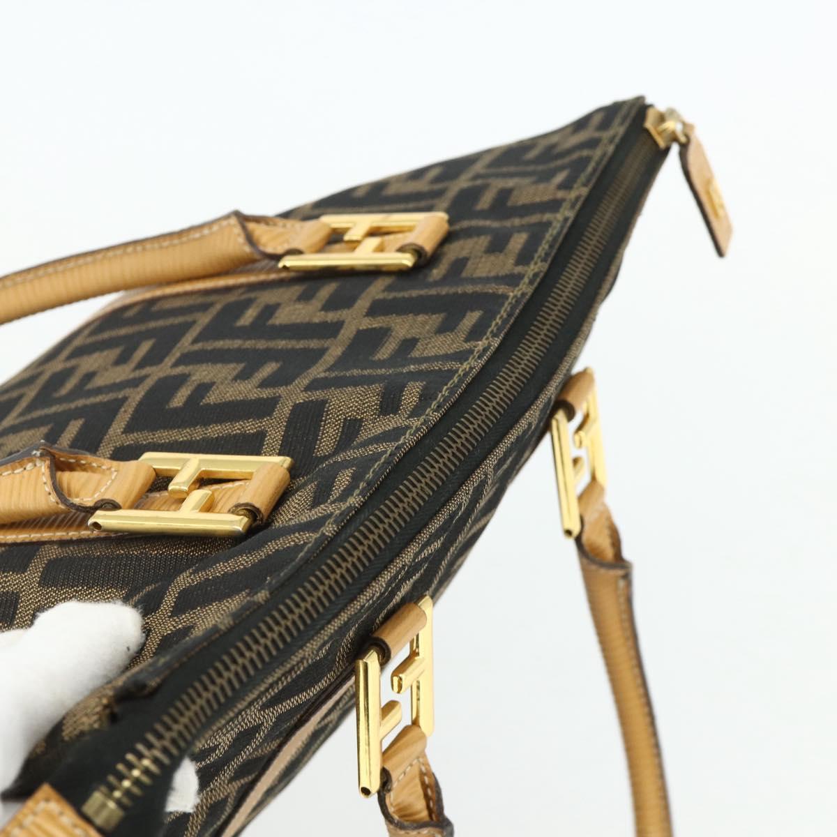 FENDI Zucca Canvas Hand Bag Black Brown Auth 178688A