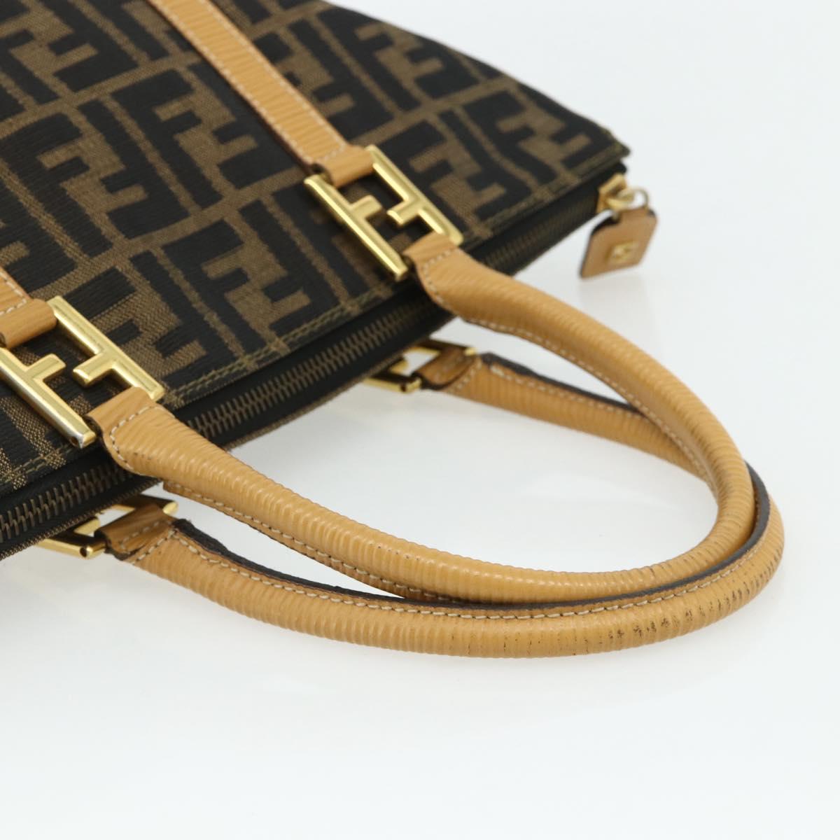 FENDI Zucca Canvas Hand Bag Black Brown Auth 178688A