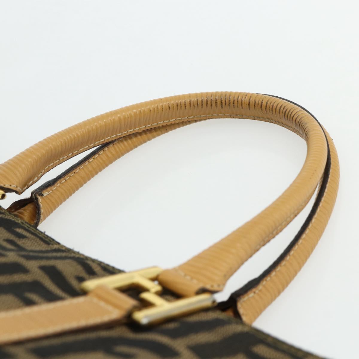 FENDI Zucca Canvas Hand Bag Black Brown Auth 178688A