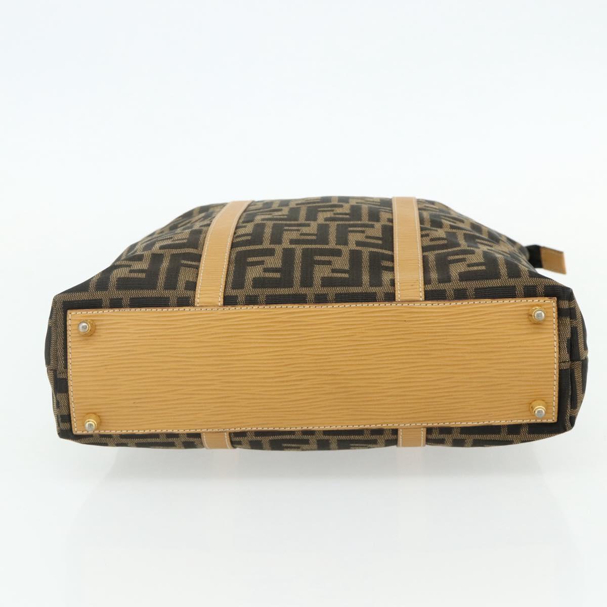 FENDI Zucca Canvas Hand Bag Black Brown Auth 178688A