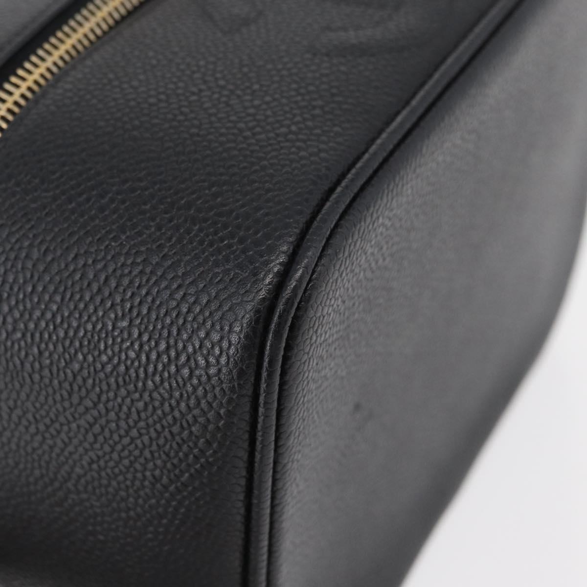 CHANEL COCO Mark Vanity Hand Bag Caviar Skin Black Gold CC Auth 178691