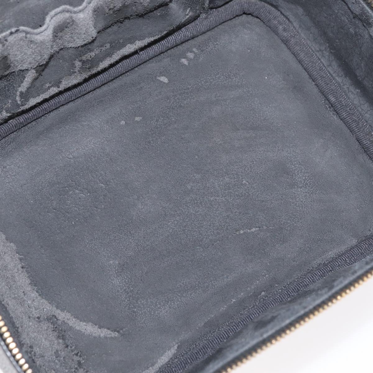 CHANEL COCO Mark Vanity Hand Bag Caviar Skin Black Gold CC Auth 178691