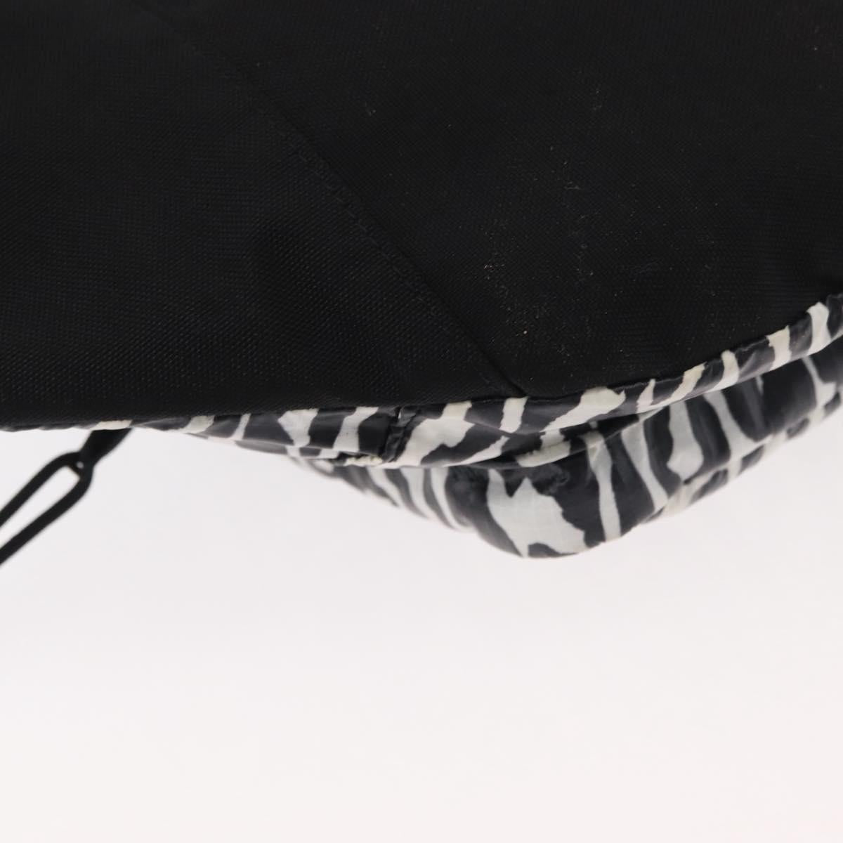SAINT LAURENT Zebra Pattern Body Bag Nylon Black White Auth 178693A