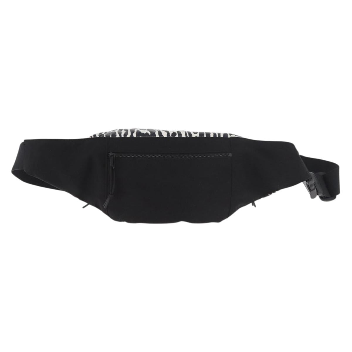 SAINT LAURENT Zebra Pattern Body Bag Nylon Black White Auth 178693A