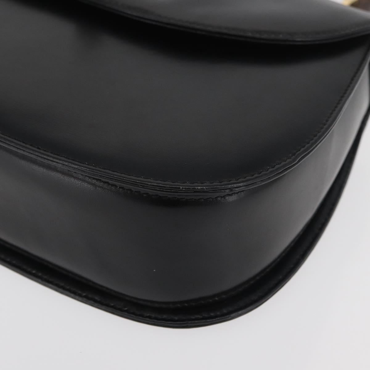 GUCCI Bamboo Hand Bag Leather Black Gold 000 1227 0633 Auth 178723V