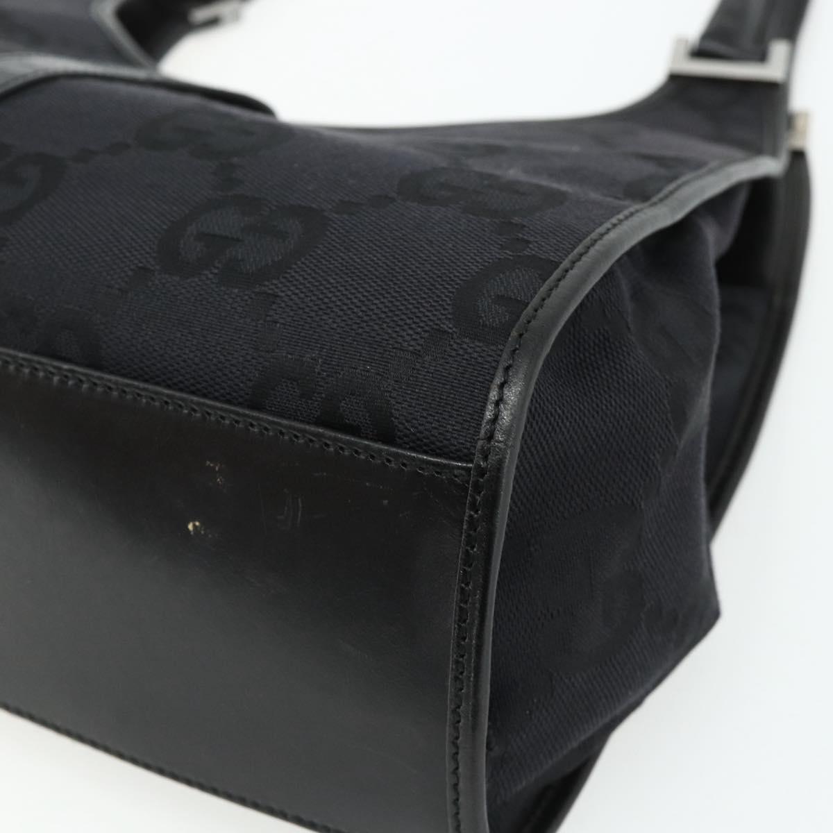 GUCCI GG Canvas Jackie Shoulder Bag Black Silver 002 1067 Auth 178724