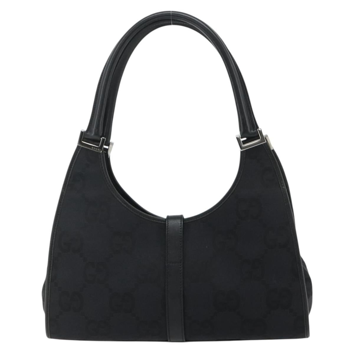 GUCCI GG Canvas Jackie Shoulder Bag Black Silver 002 1067 Auth 178724