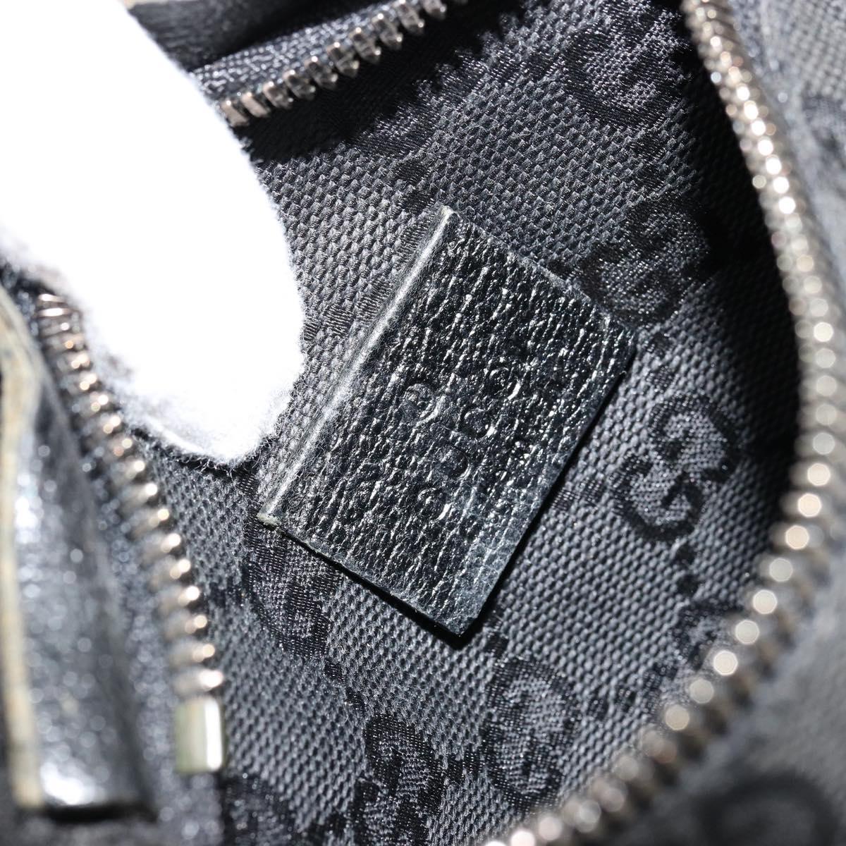 GUCCI GG Canvas Waist bag Black Silver 28566 Auth 178726