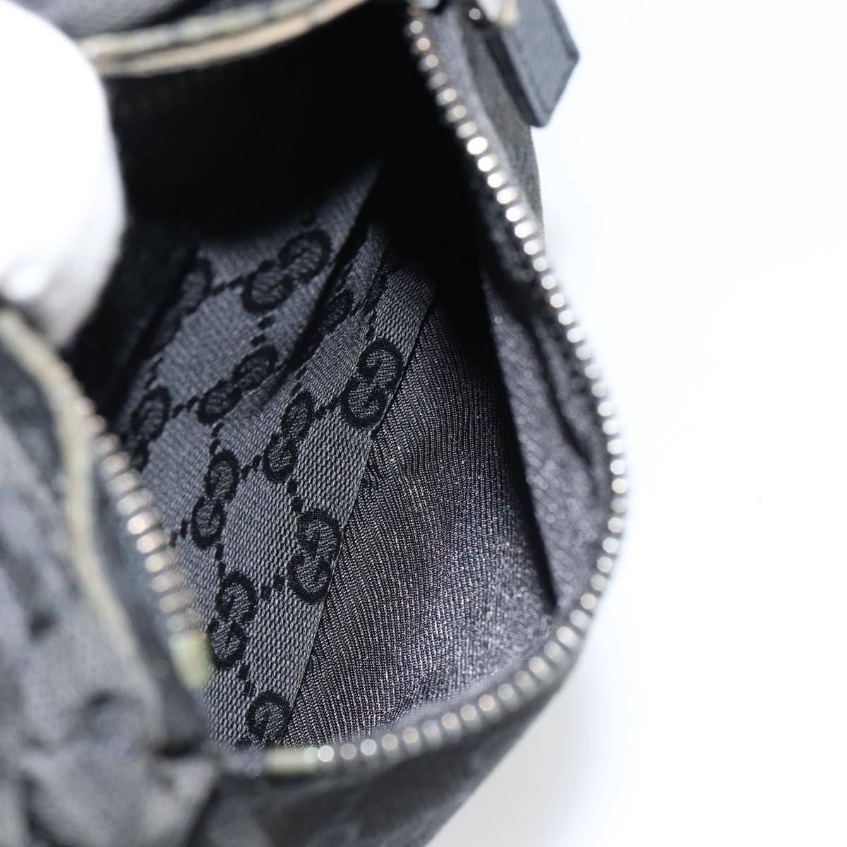 GUCCI GG Canvas Waist bag Black Silver 28566 Auth 178726