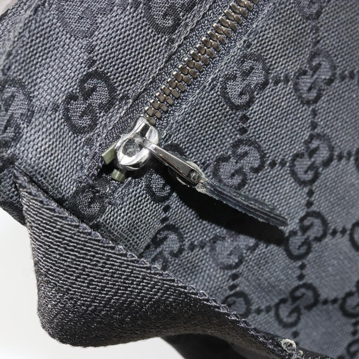 GUCCI GG Canvas Waist bag Black Silver 28566 Auth 178726