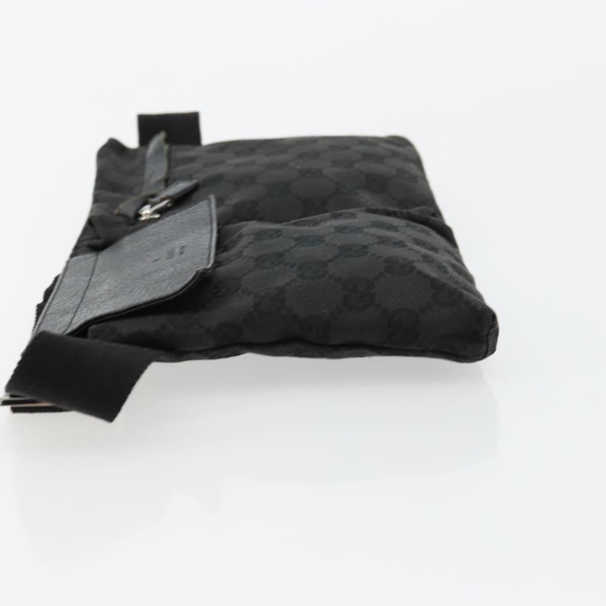 GUCCI GG Canvas Waist bag Black Silver 28566 Auth 178726