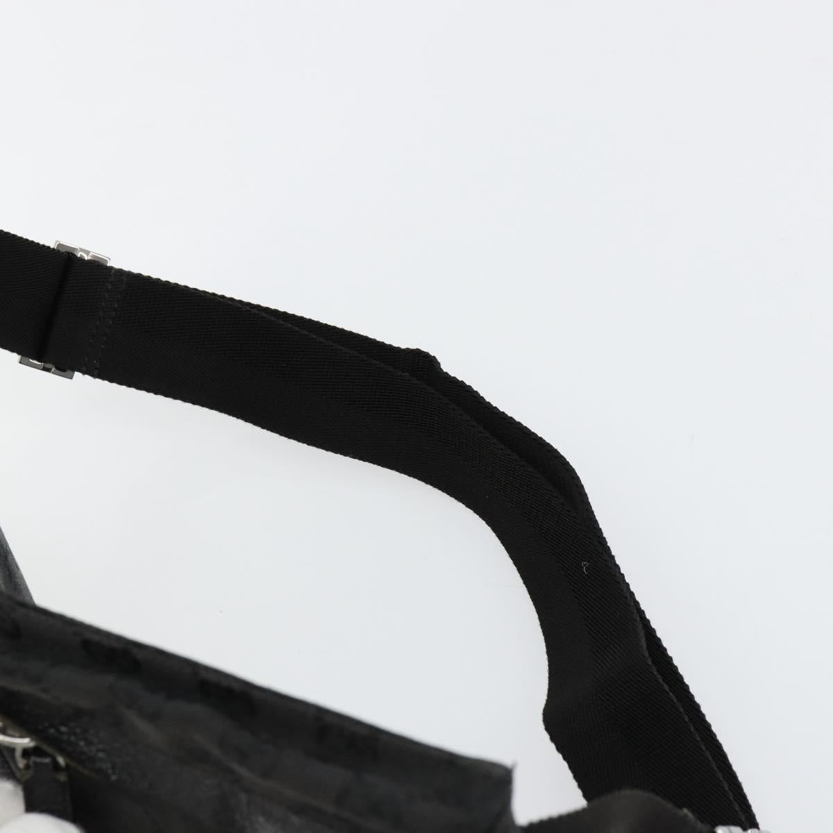 GUCCI GG Canvas Waist bag Black Silver 28566 Auth 178726