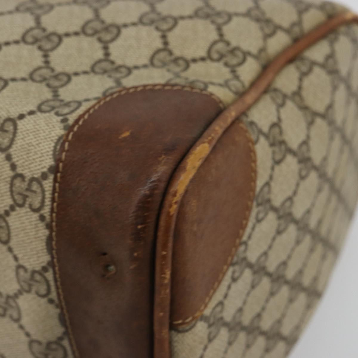 GUCCI GG Supreme Web Sherry Line Boston Bag PVC Beige Gold Auth 178730